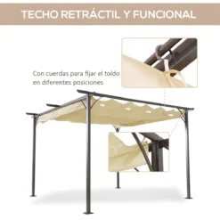 Outsunny Pérgola De Metal 3.5x3.5m Gazebo Cenador Para Jardín Patio O Terraza Con Techo Retráctil Tela Poliéster Resistente Al Agua Y UV -Ofertas Verdi Jar Tienda 035e07279e9b887954e3429dd31f2071975303ba d6b2172ee715454e8ef129a092d2056c