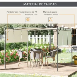 Outsunny Pérgola 3x3 M Cenador De Jardín Con Techo Retráctil Tela De Poliéster Y Tubo De Acero Para Patio Terraza Exterior Blanco -Ofertas Verdi Jar Tienda 0361f13e14f79fda5e4a7b8bf89e29912dd766ad afcccb9a96034e2187a606bbca1035eb