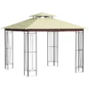 Outsunny Cenador De Jardín 3x3 M Pabellón Para Exterior Con Doble Techo De Ventilación Y Marco De Acero Protección Solar Para Fiestas Eventos Patio Al Aire Libre Beige