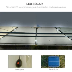 Outsunny Carpa De Jardín 4x3 M Cenador Con Doble Techo 6 Cortinas Laterales Luz LED Con Panel Solar Para Patio Terraza Color Crema -Ofertas Verdi Jar Tienda 0a71f6a0a002e8258c3614d15818533152a77701 7d1d0c68cea848e1bc36592e340ebec6