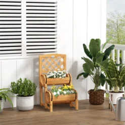 Outsunny Arriate De Jardín Con Enrejado Tipo Barril Con 2 Macetas Macetero Con Soporte Para Trepadora Cultivos Plantas Flores Para Patio Terraza Balcón 45x45x80 Cm Natural -Ofertas Verdi Jar Tienda 0ae5971e146ec88e6854b8a2654efaf3c5ca1d57 a9afaab98eb04eb6be2a81f87e2c3680