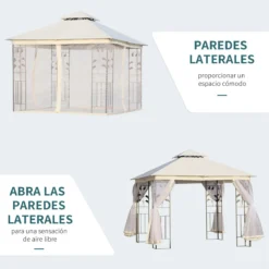 Outsunny Cenador De Jardín 300x300x280 Cm Carpas Para Exterior Grandes Doble Techo Con Mosquitera Y Piquetas Para El Suelo Fácil De Drenar Poliéster Acero Blanco 14 Outsunny Cenador De Jardín 300x300x280 Cm Carpas Para Exterior Grandes Doble Techo Con Mosquitera Y Piquetas Para El Suelo Fácil De Drenar Poliéster Acero Blanco -Ofertas Verdi Jar Tienda 0b71d0759fe4a231476f6ba9ac01ea39980c71c1 bf89da5341474a248d7475a390bd4e69