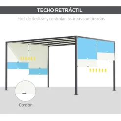 Outsunny Pérgola De Jardín 3x4 M Con Techo Retráctil Cenador Con Luces LED Energía Solar Marco De Acero Carpa Para Patio Terraza Balcón Crema -Ofertas Verdi Jar Tienda 0d2f529145d510763971019fadf94ad228609ef5 e0f772936bf34656a8d7ca9868050733