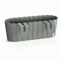 Prosperplast Jardinera Para Balcón BOARDEE HOOK 4,9L., Dimensiones (mm) 383x212x130, Color Gris Piedra