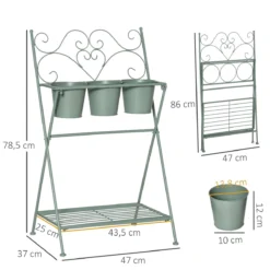Outsunny Soporte De Metal Para Plantas Plegable Con 3 Macetas Incluidas Y Estante Inferior Porta Macetero Decorativo De Flores Para Interiores Y Exteriores 47x37x78,5 Cm Verde -Ofertas Verdi Jar Tienda 0e9857ce64a2c991186eb33b847a60de142a5fd0 6f36979df0aa40c4be2f69feadea1fb4