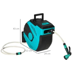 Outsunny Carrete De Manguera De Jardín 20M+1,95M Manguera De Riego Montado En Pared Enrollador Automático Con 7 Modos De Pulverización 180° Giratorio 52x43x24 Cm Negro Y Verde -Ofertas Verdi Jar Tienda 11ec7a1739d450286786d6c2dc47b1903119cc58 689b2e6795b34619b483a75dd61db7ca