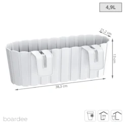 Prosperplast Jardinera Para Balcón BOARDEE HOOK 4,9L., Dimensiones (mm) 383x212x130, Color Blanco -Ofertas Verdi Jar Tienda 13e7f74b1d28273c4d1890389d79718028764e74 99341d9d7ced4975aa56aff70cc00716