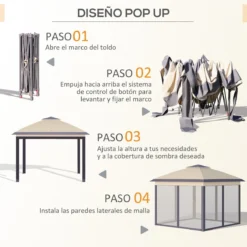 Outsunny Carpa Plegable Exterior 3,3x3,3x2,88 M Altura Ajustable Cenador De Jardín Con Doble Techo 4 Mosquiteras Extraíbles Y Bolsa De Transporte Para Camping Fiestas Beige -Ofertas Verdi Jar Tienda 1428e7a94463e6d7b2f2587ad16dff0b924bf82c a218ff06a8af4a0385d31acf27bfbe8f