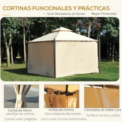 Outsunny Cenador De Jardín 3x3m Gazebo Con Doble Techo 4 Cortinas Laterales Mejor Ventilación Exterior Espacioso Para Fiesta Eventos Barbacoa Beige -Ofertas Verdi Jar Tienda 14fdb282740966e52c7b0379b1a21203a37d0f85 682dbbffa4cf48e6b0e0bba5a5b73f3a