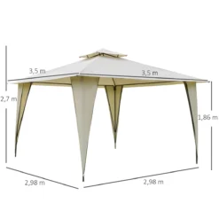 Outsunny Cenador De Jardín 3,45x3,45 M Carpa Con Doble Techo Y 8 Orificios De Drenaje Marco Metálico Para Celebraciones Fiestas Bodas Exteriores Beige -Ofertas Verdi Jar Tienda 1537f1c88b08d9529954df2ad17bcaa5faf9c589 12964e2dde49403e87242cdd645cf7e6