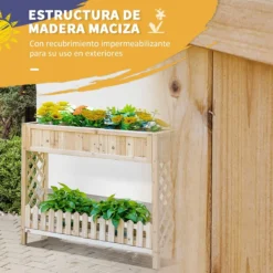 Outsunny Huerto Urbano Elevado De Madera 90x30x90 Cm Mesa De Cultivo De Jardín Con Estante Inferior Seto Decorativo Y 4 Orificios De Drenaje Para Plantas Macetas Flores Natural -Ofertas Verdi Jar Tienda 1866c97117bd17418eb42af4fc657b69dd030412 5770091399fc46bebc854b368026915b