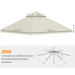 Outsunny Techo De Repuesto Para Cenador 3x3 M Cubierta De Repuesto Con Techo Doble Y 10 Orificios De Drenaje Tela Poliéster Para Carpa Pabellón Gazebo Crema -Ofertas Verdi Jar Tienda 1d01998e908158fd292b14319108fd823d41cba1 35a9cb7ba0a14f76b3d29ca56d7cdd99