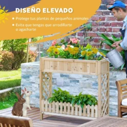 Outsunny Huerto Urbano Elevado De Madera 90x30x90 Cm Mesa De Cultivo De Jardín Con Estante Inferior Seto Decorativo Y 4 Orificios De Drenaje Para Plantas Macetas Flores Natural -Ofertas Verdi Jar Tienda 1dbcaf36c19fb52a5a65f8f47ede89f1df5177e1 ea3486401282467d88bb5e93449fc2d5