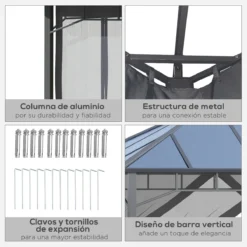 Outsunny Cenador De Jardín 4x3 M Aluminio Pabellón Para Exterior Con Techo De Policarbonato Y 4 Mosquiteras Laterales Con Cremalleras Para Fiestas Eventos Gris 12 Outsunny Cenador De Jardín 4x3 M Aluminio Pabellón Para Exterior Con Techo De Policarbonato Y 4 Mosquiteras Laterales Con Cremalleras Para Fiestas Eventos Gris -Ofertas Verdi Jar Tienda 1de4ac159218cc398fecde60d36b09feef2c9448 bf02bf9162e048c5bada18620579c0dc