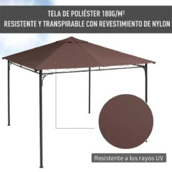 Outsunny Techo De Repuesto 2.98x2.95 M Para Cenador De Jardín Cubierta De Repuesto De Gazebo Pabellón Exterior Con 8 Orificios De Drenaje Y Ventilación Café -Ofertas Verdi Jar Tienda 1e6184fc32e687d499578c610ba71e9159569a56 f5315f239e32426c94d5ea5e964ba24a
