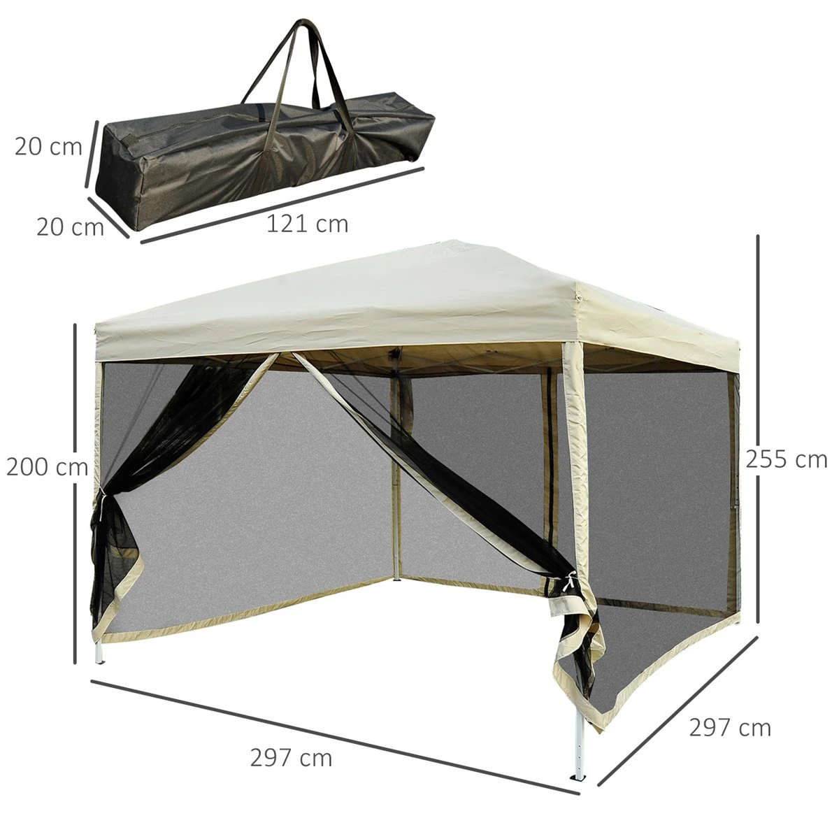 Outsunny Carpa Plegable 3x3 Para Exterior Cenador Portátil De Jardín Con Mosquiteras Bolsa De Transporte Marco De Acero Y Tela Oxford Resistente Para Fiestas Camping Beige 3 Outsunny Carpa Plegable 3x3 Para Exterior Cenador Portátil De Jardín Con Mosquiteras Bolsa De Transporte Marco De Acero Y Tela Oxford Resistente Para Fiestas Camping Beige - Imagen 3