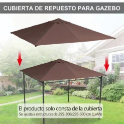 Outsunny Techo De Repuesto 2.98x2.95 M Para Cenador De Jardín Cubierta De Repuesto De Gazebo Pabellón Exterior Con 8 Orificios De Drenaje Y Ventilación Café -Ofertas Verdi Jar Tienda 1f945019f9eaf1d806c6ec62d26300d33331a770 1aafdd834a214391b0421c889b38fdfb