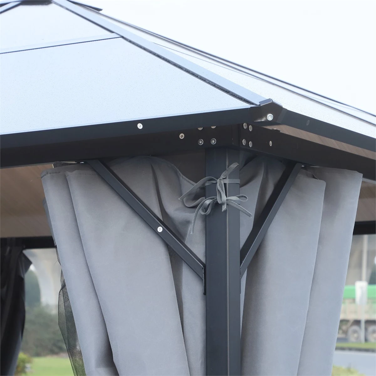 Outsunny Cenador De Jardín 3x3 M Pabellón De Exterior Con Techo De Policarbonato 4 Cortinas Laterales Y 4 Mosquiteras Con Cremalleras Marco De Metal Para Fiestas Eventos Multicolor 9 Outsunny Cenador De Jardín 3x3 M Pabellón De Exterior Con Techo De Policarbonato 4 Cortinas Laterales Y 4 Mosquiteras Con Cremalleras Marco De Metal Para Fiestas Eventos Multicolor - Imagen 9