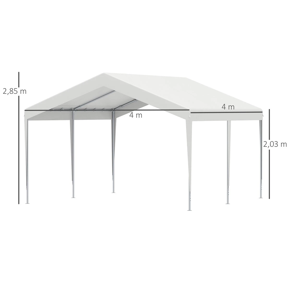 Outsunny Carpa Garaje Para Coche 4x4 M Cochera Portátil Impermeable Pabellón Gazebo De Jardín Patio Exterior Con Accesorios Para Eventos Fiestas Metal Galvanizado Blanco 3 Outsunny Carpa Garaje Para Coche 4x4 M Cochera Portátil Impermeable Pabellón Gazebo De Jardín Patio Exterior Con Accesorios Para Eventos Fiestas Metal Galvanizado Blanco - Imagen 3