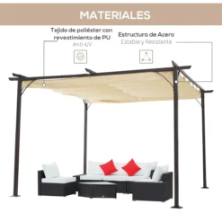Outsunny Pérgola De Metal 3.5x3.5m Gazebo Cenador Para Jardín Patio O Terraza Con Techo Retráctil Tela Poliéster Resistente Al Agua Y UV -Ofertas Verdi Jar Tienda 258456de78647de917432ca7664806a334cb4317 2747446c35ce49559628d6a9cba1e8a7