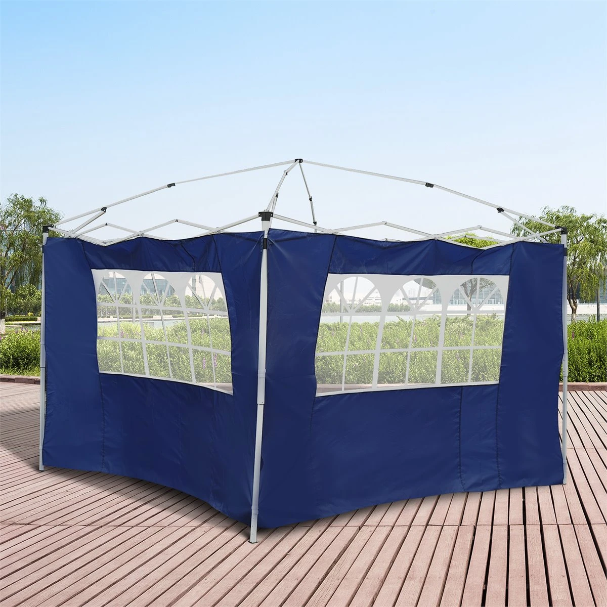 Outsunny 2 Paredes Parte Laterales Para Carpa 3x2 Lado Parasol De Gazebo Tela Oxford Con 2 Ventanas Medidas Apto Para 3x3 3x6 Azul 2 Outsunny 2 Paredes Parte Laterales Para Carpa 3x2 Lado Parasol De Gazebo Tela Oxford Con 2 Ventanas Medidas Apto Para 3x3 3x6 Azul - Imagen 2