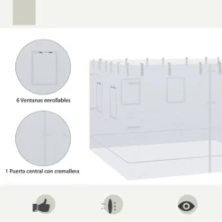 Outsunny 4 Paredes Laterales Para Carpa 300x195 Cm Mosquitera Para Cenador Con 6 Ventanas Enrollable Puerta Con Cremallera Y Bolsa De Transporte Blanco -Ofertas Verdi Jar Tienda 28d5a4cf3dfe636142fd90ee524767616133eb91 b6624f632c2549199d8144f0338fee2b