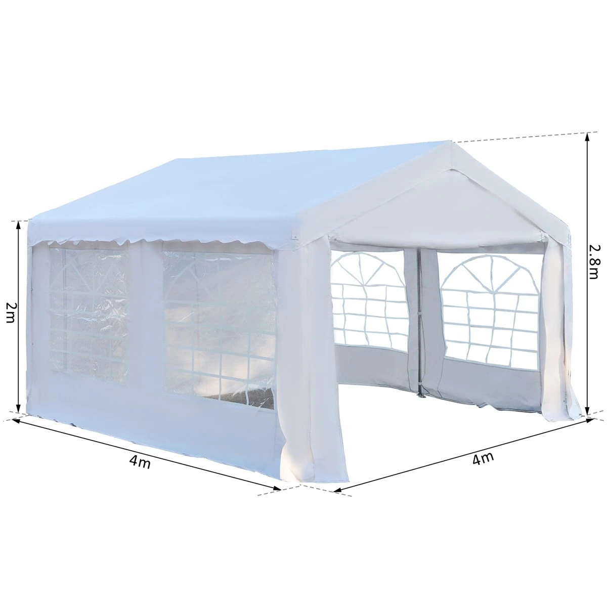 Outsunny Carpa De Jardín Cochera Gazebo 4x4m Pergola Cenador Pabellón 4 Paneles Laterales 4 Ventanas Para Fiesta Eventos Bodas Acero PE Blanco 3 Outsunny Carpa De Jardín Cochera Gazebo 4x4m Pergola Cenador Pabellón 4 Paneles Laterales 4 Ventanas Para Fiesta Eventos Bodas Acero PE Blanco - Imagen 3