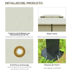 Outsunny Cenador De Jardín 3x4 M Marco Acero Gazebo Con Doble Techo 6 Cortinas Laterales 8 Orificios De Drenaje Buena Ventilación Para Fiestas Eventos Crema -Ofertas Verdi Jar Tienda 2c2c7cf84d8c7afadeb07fe80466d9ee2780de3e e6506f16fdfa4bab9dc00a7cfaec38b4