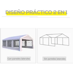 Outsunny Carpa De Jardín Cochera Gazebo 6x4m Pergola Cenador Pabellón 4 Paneles Laterales 6 Ventanas Para Fiesta Eventos Bodas Acero PE Blanco 17 Outsunny Carpa De Jardín Cochera Gazebo 6x4m Pergola Cenador Pabellón 4 Paneles Laterales 6 Ventanas Para Fiesta Eventos Bodas Acero PE Blanco -Ofertas Verdi Jar Tienda 2e327a23800df67d8231705006a3efcecac1c043 0a87b00eca334b83b8677fb832474b7b