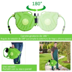 Outsunny Carrete Para Manguera Soporte Mural Portamanguera 20m Roll-up Automático Con Pistola De Pulverización Base De Pared Conector De Manguera Para Jardín Terraza -Ofertas Verdi Jar Tienda 30ba4890198d1e08342ddd981785c280f0efa597 ecb5cc0511d94677ad4336511b9a27d1