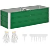 Outsunny Arriate De Jardín De Acero Incluye Guantes Huerto Urbano Jardinera Macetero Rectangular Para Cultivos Plantas Flores Para Terraza Balcón Exterior 125x47x40 Cm Verde