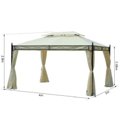 Outsunny Cenador De Jardín 4x3m Pabellón Con Techo Doble Transpirable Y 4 Cortinas Laterales Extraíbles Carpa De Acero Para Fiestas Bodas Eventos Al Aire Libre Crema -Ofertas Verdi Jar Tienda 3451dfc334c6727aecbddc6aa7ace29b6881b1b4 8875042df6064b02abe5807e88e90b72