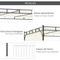 Outsunny Pérgola 3x3 M Cenador De Jardín Con Techo Retráctil Tela De Poliéster Y Tubo De Acero Para Patio Terraza Exterior Blanco -Ofertas Verdi Jar Tienda 34f5c07503485699263e6006cdb0a5c7fc63b5c1 3eeadb5d9285400bae1ecbd004d135f3