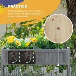 Outsunny Huerto Urbano Elevado De Madera 90x30x90 Cm Mesa De Cultivo De Jardín Con Estante Inferior Seto Decorativo Y 4 Orificios De Drenaje Para Plantas Macetas Flores Natural -Ofertas Verdi Jar Tienda 358590dbabec44333e2e5534a69a0ae9e8449cfc d191bd312fce4ed38169facbfef4a44f