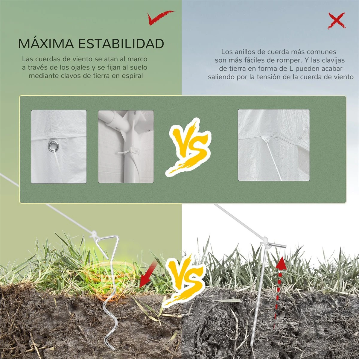 Outsunny Gazebo De Jardín 6x3m Pabellón Con 6 Paredes De Malla Extraíbles Cremallera Y Techo Estilo Catedral Para Fiestas Eventos Reuniones Blanco 7 Outsunny Gazebo De Jardín 6x3m Pabellón Con 6 Paredes De Malla Extraíbles Cremallera Y Techo Estilo Catedral Para Fiestas Eventos Reuniones Blanco - Imagen 7