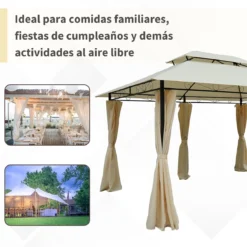 Outsunny Cenador De Jardín 3x4 M Marco Acero Gazebo Con Doble Techo 6 Cortinas Laterales 8 Orificios De Drenaje Buena Ventilación Para Fiestas Eventos Crema -Ofertas Verdi Jar Tienda 36e50ba7ffe139a9ed529f96611af3cdef4dc7b1 03e846ce480149d39c4e4121293984f0