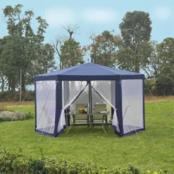 Outsunny Carpa Gazebo Tipo Cenador Hexagonal Con Mosquitera Para Jardín Y Terraza Ø1,97 M Material De Poliéster Repelente Al Agua (Azul) -Ofertas Verdi Jar Tienda 3ac5c95e9d0828db93ed2f8f3c0825e8c0c12b44 93a8a2af26f9471ab2336696beb8391b