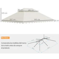 Outsunny Toldo De Repuesto Para Carpa 4x3 M Cubierta De Reemplazo Con Techo De Doble Ventilación Y 10 Orificios De Drenaje Para Patio Jardín Aire Libre Crema -Ofertas Verdi Jar Tienda 3c42feb51a11efdae2d4b921cd2648f3740cfedd 3dd1d2e278024dde9a6c121aff5172db