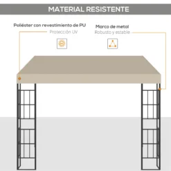 Outsunny Pérgola De Pared 3x3 M Cenador De Jardín Con Toldo Protección Solar Y 2 Orificios De Drenaje Gazebo Carpa De Metal Para Fiestas Celebraciones Patio Exterior Beige -Ofertas Verdi Jar Tienda 3d993b9fec189da94aa460e953e456247e4630ed 44106a05d3d143658c6df0f9d0be1972