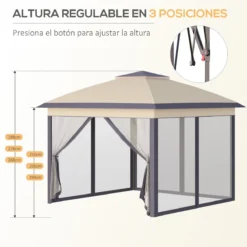 Outsunny Carpa Plegable Exterior 3,3x3,3x2,88 M Altura Ajustable Cenador De Jardín Con Doble Techo 4 Mosquiteras Extraíbles Y Bolsa De Transporte Para Camping Fiestas Beige -Ofertas Verdi Jar Tienda 3ec338e72c4a0189249e13bfc51807fd6a10ca39 22e2dde61514489280d86e72c368bbaa