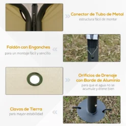 Outsunny Cenador De Jardín 3,45x3,45 M Carpa Con Doble Techo Y 8 Orificios De Drenaje Marco Metálico Para Celebraciones Fiestas Bodas Exteriores Beige -Ofertas Verdi Jar Tienda 3f105432287878b1de314c6738482881c632bee4 4f63478759084a579e7f972e2894c52b