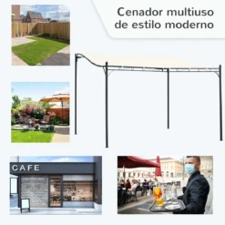 Outsunny Pérgola De Jardín 4x3 M Cenador Montado En Pared Con Toldo Y 4 Orificios De Drenaje Marco De Metal Y Poliéster 180 G/m² Para Patio Terraza Crema -Ofertas Verdi Jar Tienda 3fbcc4f6ca14da7c48876af40d83b4b801c445c9 831bbcb9486d449baadbdf11759e4bf5