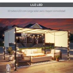Outsunny Pérgola De Jardín 3x4 M Con Techo Retráctil Cenador Con Luces LED Energía Solar Marco De Acero Carpa Para Patio Terraza Balcón Crema -Ofertas Verdi Jar Tienda 4192f6cb64d83825fc570cc887e743b9407e9836 3910dbdc8de24f9198ab9a2d77d9f715