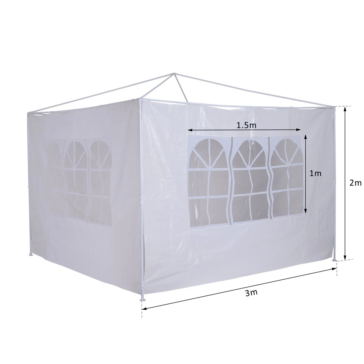 Outsunny 2 Paredes Parte Laterales Para Carpa 3x3m 3x6m Lado Parasol De Gazebo Impermeable Con Ventanas Medidas 293x193cm Blanco 3 Outsunny 2 Paredes Parte Laterales Para Carpa 3x3m 3x6m Lado Parasol De Gazebo Impermeable Con Ventanas Medidas 293x193cm Blanco - Imagen 3