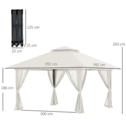 Outsunny Carpa Plegable Pop-up 3,92x3,92x2,83 M Cenador De Jardín Con Altura Ajustable Protección UV50+ Doble Techo Mosquiteras Y Bolsa De Ruedas Para Fiestas Camping Crema -Ofertas Verdi Jar Tienda 43fc4c35cab54a34a633b15e20cddeadca85dce6 b171174638bf4dafa73671b52522d7ea
