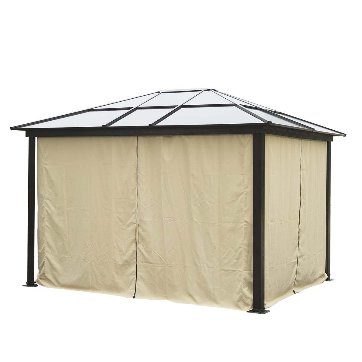 Outsunny Cenador Para Jardín 3x3.6 M Alumnio Pabellón Para Exterior Con Techo De Policarbonato Anti-UV Y 4 Mosquiteras Laterales Con Cremalleras Para Fiestas Eventos Beige 8 Outsunny Cenador Para Jardín 3x3.6 M Alumnio Pabellón Para Exterior Con Techo De Policarbonato Anti-UV Y 4 Mosquiteras Laterales Con Cremalleras Para Fiestas Eventos Beige - Imagen 8