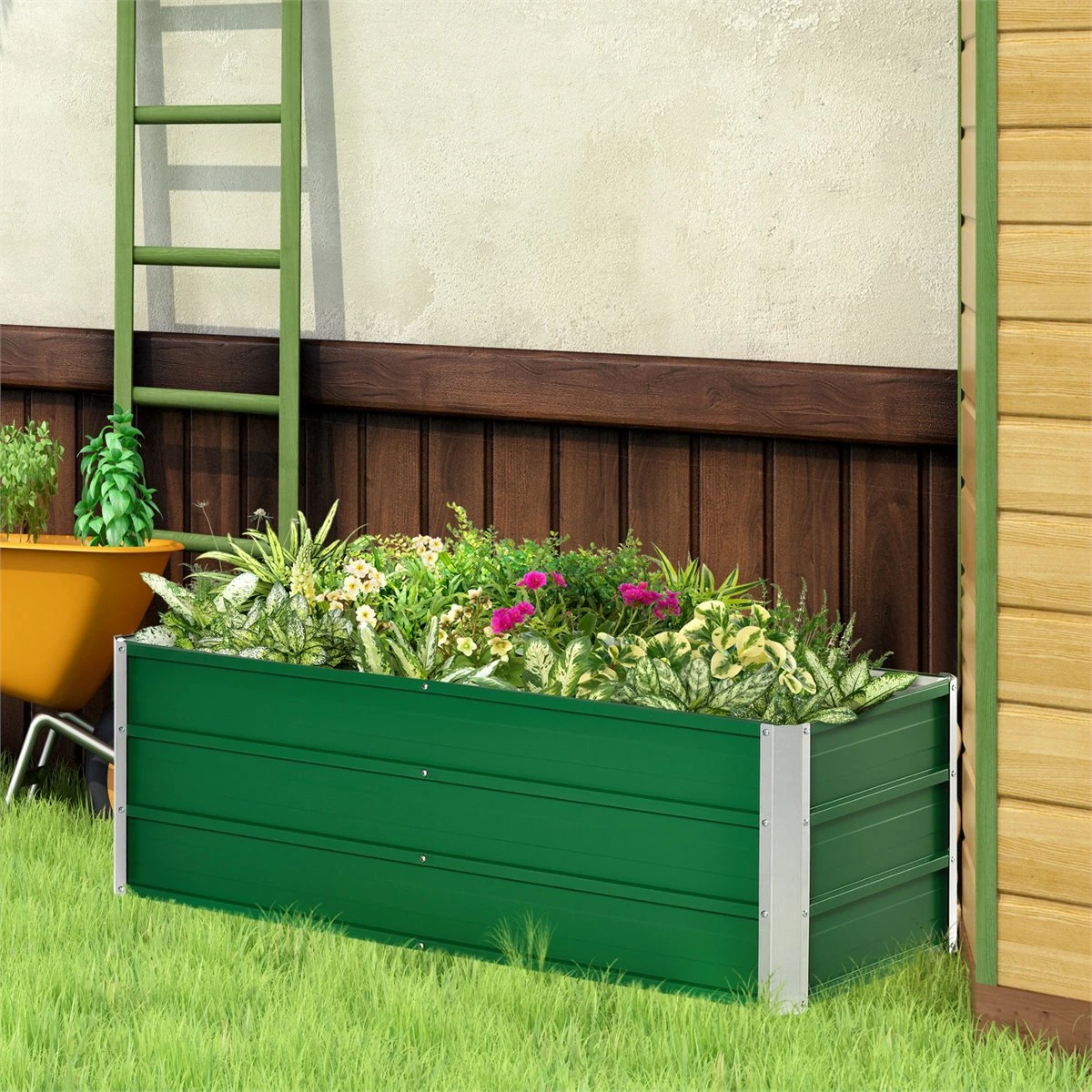 Outsunny Arriate De Jardín De Acero Incluye Guantes Huerto Urbano Jardinera Macetero Rectangular Para Cultivos Plantas Flores Para Terraza Balcón Exterior 125x47x40 Cm Verde 2 Outsunny Arriate De Jardín De Acero Incluye Guantes Huerto Urbano Jardinera Macetero Rectangular Para Cultivos Plantas Flores Para Terraza Balcón Exterior 125x47x40 Cm Verde - Imagen 2