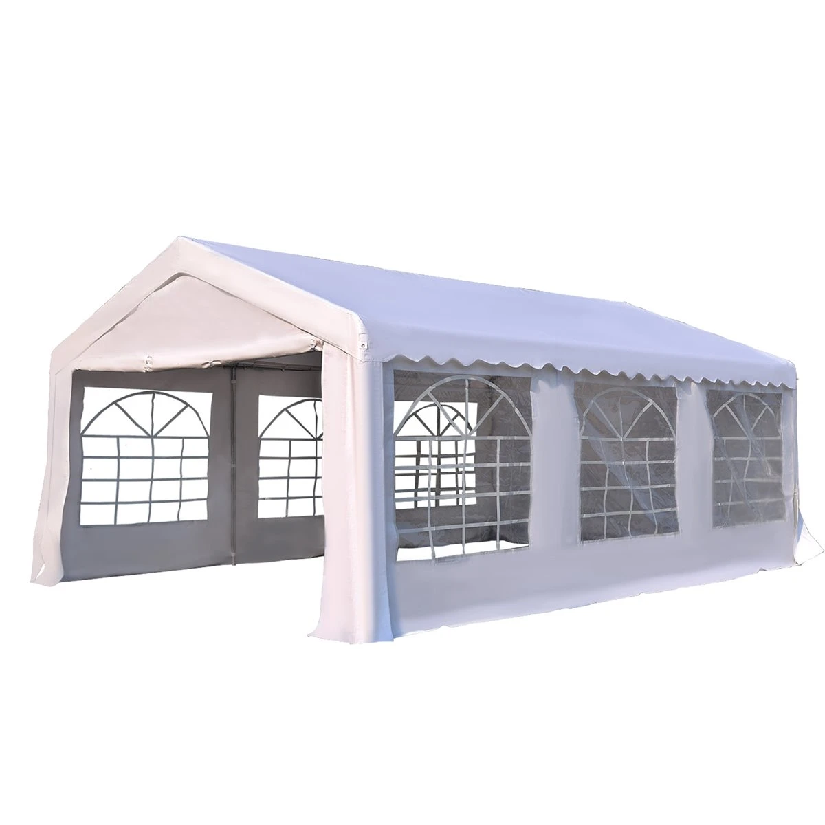 Outsunny Carpa De Jardín Cochera Gazebo 6x4m Pergola Cenador Pabellón 4 Paneles Laterales 6 Ventanas Para Fiesta Eventos Bodas Acero PE Blanco 1 Outsunny Carpa De Jardín Cochera Gazebo 6x4m Pergola Cenador Pabellón 4 Paneles Laterales 6 Ventanas Para Fiesta Eventos Bodas Acero PE Blanco