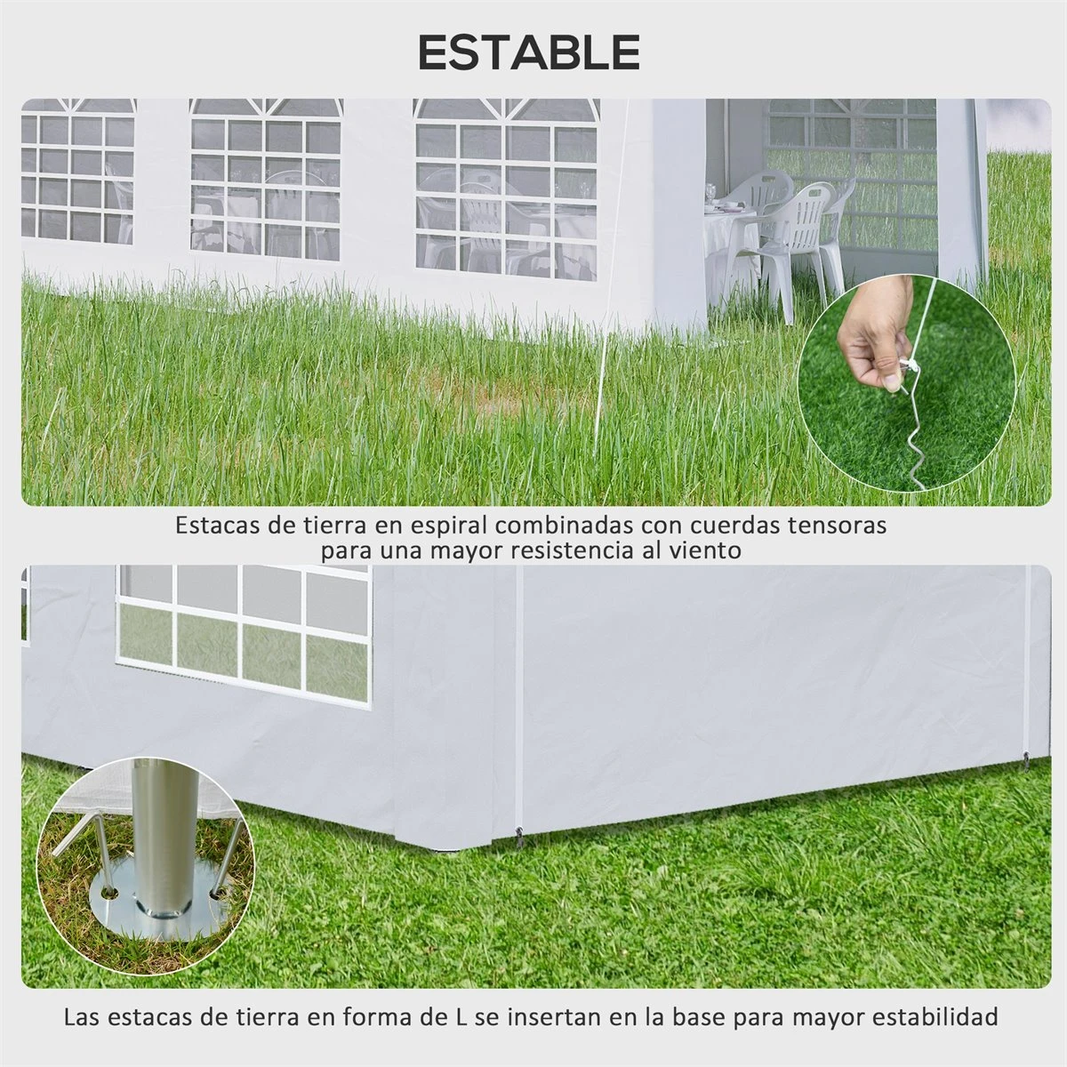 Outsunny Carpa De Jardín 6x3 M Carpa Para Fiestas Cenador Con Paredes Laterales Extraíbles Puerta Con Cremalleras Y 6 Ventanas Protección UV Para Exterior Eventos Bodas Blanco 6 Outsunny Carpa De Jardín 6x3 M Carpa Para Fiestas Cenador Con Paredes Laterales Extraíbles Puerta Con Cremalleras Y 6 Ventanas Protección UV Para Exterior Eventos Bodas Blanco - Imagen 6