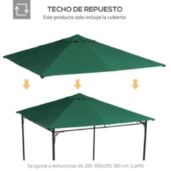 Outsunny Techo De Repuesto 2,98x2,95m Para Cenador De Jardín Cubierta De Repuesto De Gazebo Pabellón Exterior Con 8 Orificios De Drenaje Y Ventilación Verde -Ofertas Verdi Jar Tienda 4b1e6fbbf921515e84295f07106e924d63eb023a 52f5036c5c114bd7a47950b0ce683ac7